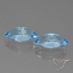 Gemme di Topazio Blu svizzero naturale da 8.77 ct, Taglio marquise, VVS-VS