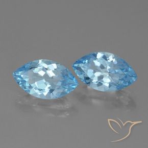 Gemme di Topazio Celeste naturale da 8.14 ct, Taglio marquise, VVS-VS