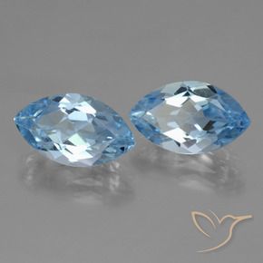 Gemme di Topazio Celeste naturale da 8.19 ct, Taglio marquise, VVS-VS