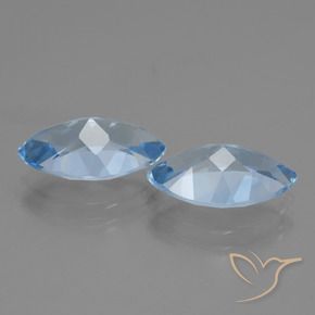 Gemme di Topazio Celeste naturale da 8.19 ct, Taglio marquise, VVS-VS