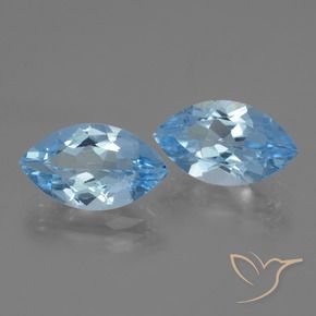 Gemme di Topazio Celeste naturale da 7.68 ct, Taglio marquise, VVS-VS