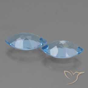 Gemme di Topazio Celeste naturale da 7.68 ct, Taglio marquise, VVS-VS