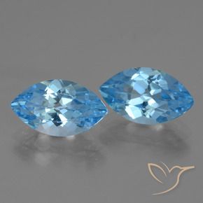 Gemme di Topazio Blu svizzero naturale da 8.81 ct, Taglio marquise, VVS-VS