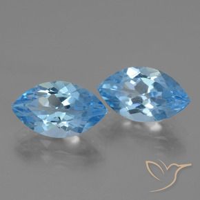 Gemme di Topazio Blu svizzero naturale da 8.28 ct, Taglio marquise, VVS-VS