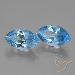 Gemme di Topazio Celeste naturale da 8.33 ct, Taglio marquise, VVS-VS