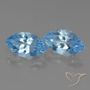 Gemme di Topazio Blu svizzero naturale da 8.47 ct, Taglio marquise, VVS-VS
