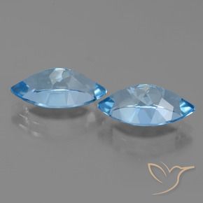 Gemme di Topazio Blu svizzero naturale da 8.36 ct, Taglio marquise, VVS