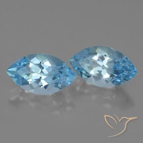Gemme di Topazio Celeste naturale da 8.67 ct, Taglio marquise, VVS-VS