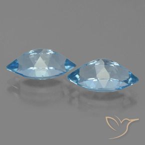 Gemme di Topazio Celeste naturale da 8.67 ct, Taglio marquise, VVS-VS