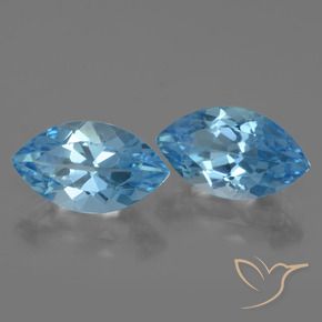Gemme di Topazio Blu svizzero naturale da 8.42 ct, Taglio marquise, VVS-VS