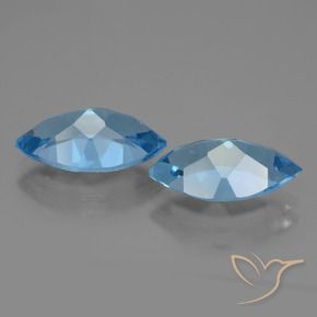 Gemme di Topazio Blu svizzero naturale da 8.11 ct, Taglio marquise, VVS-VS