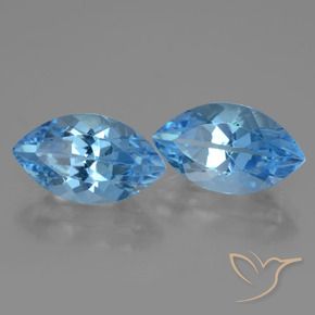 Gemme di Topazio Blu svizzero naturale da 8.84 ct, Taglio marquise, VVS