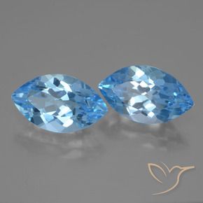 Gemme di Topazio Celeste naturale da 8.20 ct, Taglio marquise, VVS-VS