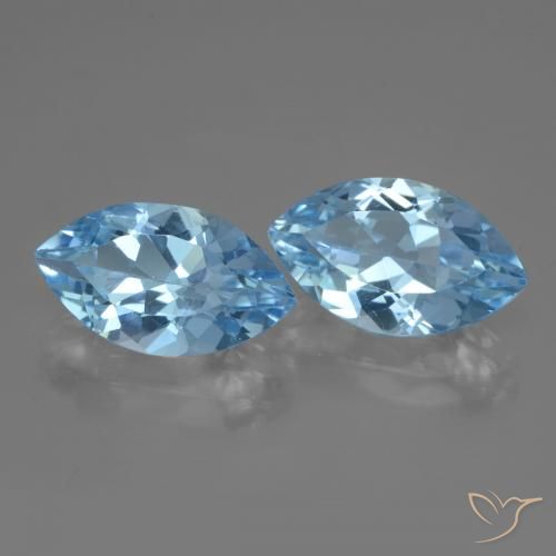 Gemme di Topazio Blu svizzero naturale da 7.73 ct, Taglio marquise, VVS-VS