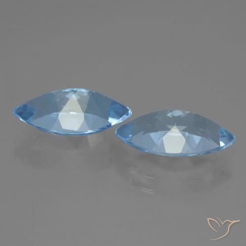 Gemme di Topazio Blu svizzero naturale da 7.73 ct, Taglio marquise, VVS-VS