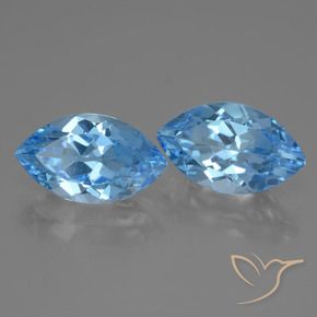 Gemme di Topazio Blu svizzero naturale da 8.58 ct, Taglio marquise, VVS