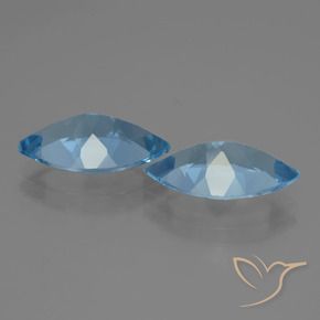Gemme di Topazio Blu svizzero naturale da 7.23 ct, Taglio marquise, VVS