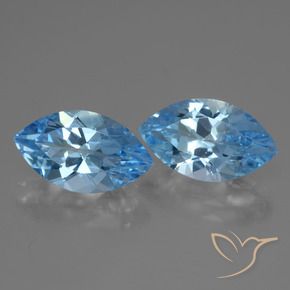 Gemme di Topazio Blu svizzero naturale da 7.93 ct, Taglio marquise, VVS