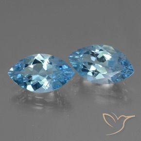 Gemme di Topazio Blu svizzero naturale da 8.27 ct, Taglio marquise, VVS-VS