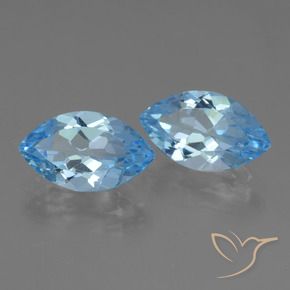 Gemme di Topazio Blu svizzero naturale da 8.06 ct, Taglio marquise, VVS