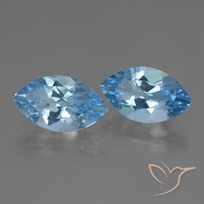 Gemme di Topazio Blu svizzero naturale da 7.88 ct, Taglio marquise, VVS-VS