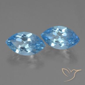 Gemme di Topazio Blu svizzero naturale da 7.93 ct, Taglio marquise, VVS-VS