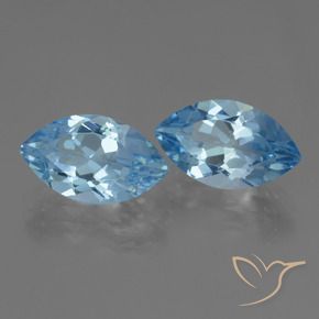 Gemme di Topazio Blu svizzero naturale da 8.22 ct, Taglio marquise, VVS-VS