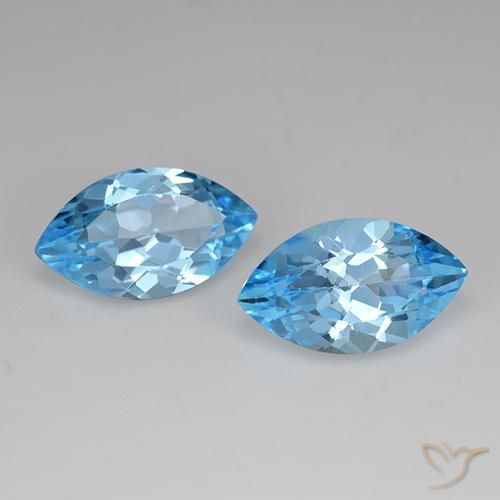 Gemme di Topazio Blu svizzero naturale da 8.12 ct, Taglio marquise, VVS