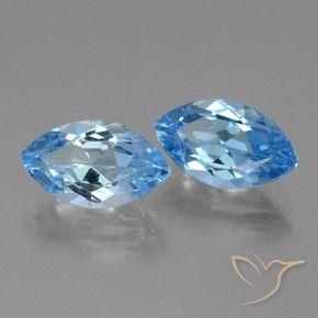 Gemme di Topazio Blu svizzero naturale da 8.73 ct, Taglio marquise, VVS-VS