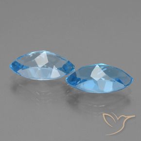 Gemme di Topazio Blu svizzero naturale da 8.73 ct, Taglio marquise, VVS-VS