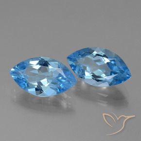 Gemme di Topazio Blu svizzero naturale da 8.09 ct, Taglio marquise, VVS-VS