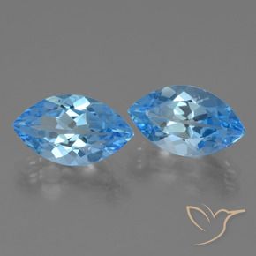 Gemme di Topazio Blu svizzero naturale da 8.55 ct, Taglio marquise, VVS-VS