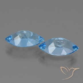 Gemme di Topazio Blu svizzero naturale da 8.55 ct, Taglio marquise, VVS-VS