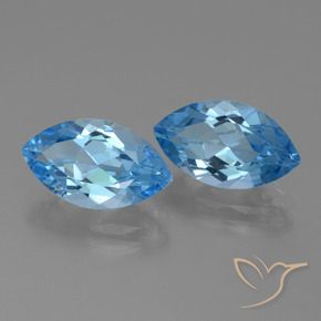 Gemme di Topazio Blu svizzero naturale da 8.71 ct, Taglio marquise, VVS-VS