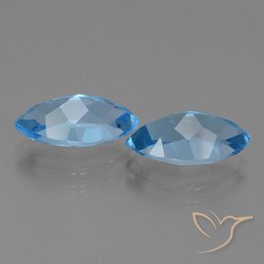 Gemme di Topazio Blu svizzero naturale da 8.71 ct, Taglio marquise, VVS-VS