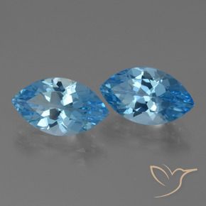 Gemme di Topazio Blu svizzero naturale da 8.14 ct, Taglio marquise, VVS-VS