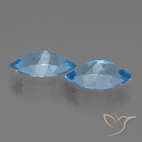 Gemme di Topazio Blu svizzero naturale da 8.14 ct, Taglio marquise, VVS-VS