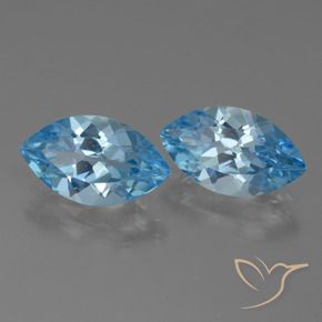Gemme di Topazio Celeste naturale da 8.11 ct, Taglio marquise, VVS