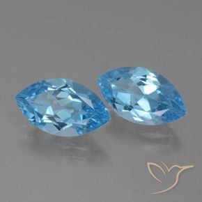 Gemme di Topazio Blu svizzero naturale da 8.32 ct, Taglio marquise, VVS-VS