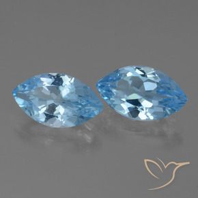 Gemme di Topazio Celeste naturale da 7.89 ct, Taglio marquise, VVS-VS