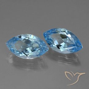 Gemme di Topazio Celeste naturale da 8.11 ct, Taglio marquise, VVS