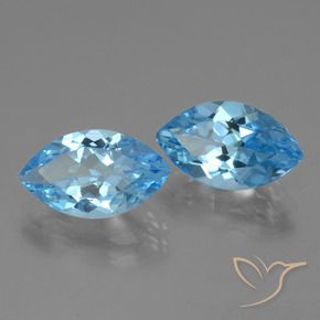 Gemme di Topazio Blu svizzero naturale da 8.11 ct, Taglio marquise, VVS