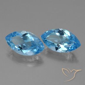 Gemme di Topazio Blu svizzero naturale da 8.22 ct, Taglio marquise, VVS