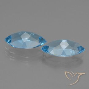 Gemme di Topazio Blu svizzero naturale da 8.22 ct, Taglio marquise, VVS