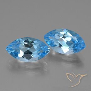 Gemme di Topazio Blu svizzero naturale da 8.28 ct, Taglio marquise, VVS