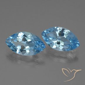 Gemme di Topazio Celeste naturale da 7.63 ct, Taglio marquise, VVS