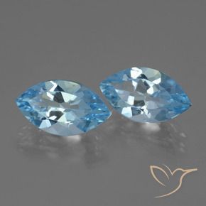 Gemme di Topazio Celeste naturale da 7.54 ct, Taglio marquise, VVS