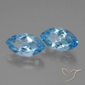 Gemme di Topazio Blu svizzero naturale da 8.25 ct, Taglio marquise, VVS-VS