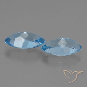 Gemme di Topazio Blu svizzero naturale da 8.25 ct, Taglio marquise, VVS-VS