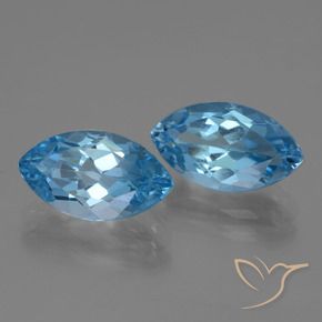 Gemme di Topazio Celeste naturale da 9.50 ct, Taglio marquise, VVS